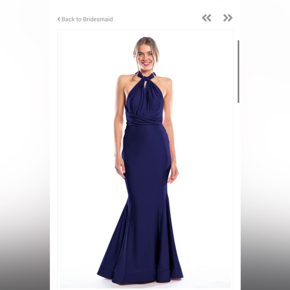 Bari Jay Infinity Lux Bridesmaid Dress Navy - Picture 1 of 13